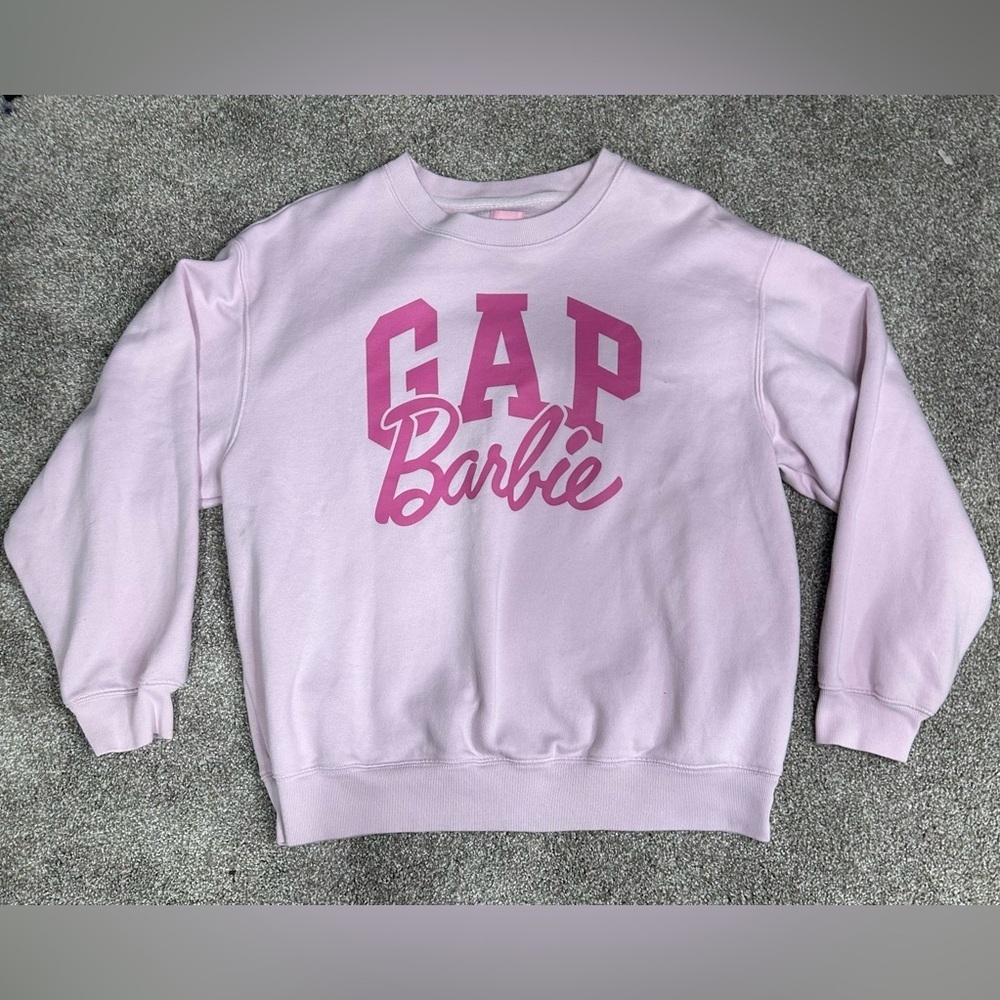 Gap X Barbie Arch Logo Pink Crewneck Sweatshirt Large
